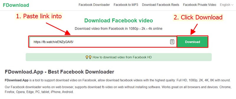 facebook download button